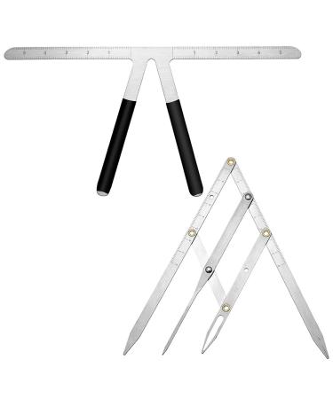 QUR 2Piece Eyebrow Ruler 3-Point Positioning Ruler Brow Caliper Measuring Tool Silver