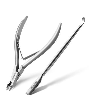 MR.GREEN Cuticle Nippers Nail Manicure Scissors Cuticle Clippers Trimmer Dead Skin Remover Stainless Steel Cutters Beauty Tool with Pusher (Mr-1028+Cuticle Pusher)