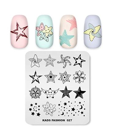 Alexnailart Nail Stamping Printing Plate Template Image Plate Stamper Scraper Star Pentagram Pattern Nail Art Decoration DIY Print Manicure Design FA027