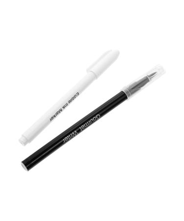 IMIKEYA 2pcs Can Be Food Coloring Pen Baking Pencil Edible Food Markers Black Pens Red Pencils Marking Pen White Edible Marker Coloured Icing Pens Cookie Biscuit Plastic Bicuspid 16.6X1X1CM Black White