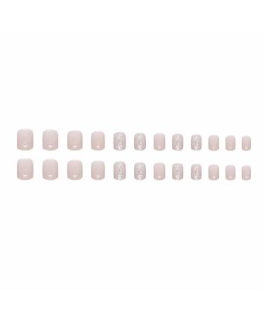 MISUD Short Square Press on Nails - Glossy Squoval Fake Nails with Glitter & Sequins - 24 pcs Gray Aurora Acrylic Nails for Stunning Nail Designs - Buy Online on SooperMarket.com