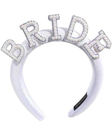 Bride Headband for Bridal Shower Bachelorettes Party Artificial Pearl Hairhoop Elegant Headband CarnivalParty Headpiece Velvet style - Buy Online on SooperMarket.com