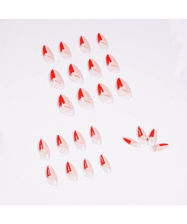 Red Stiletto Press-On Nails | Oval Short False Nails for Women & Girls | 24PCS Nail Art Set | International Shipping - Buy Online on SooperMarket.com