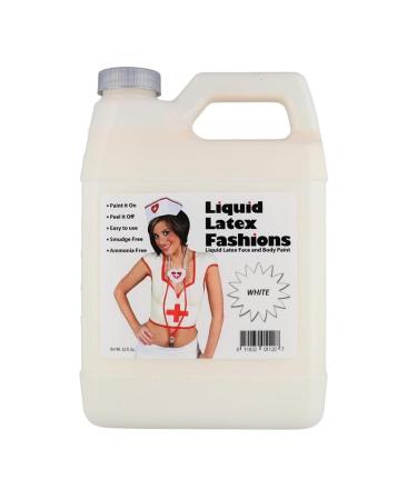 White 32 Oz - Liquid Latex Body Paint Ammonia Free No Odor Easy On and Off Cosplay Makeup Creates Professional Monster Zombie Arts