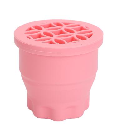 Makeup Brush Cleaner Cup Portable Silicone Scrubber Bowl Efficient Cleaning Drying Rack (Pink)