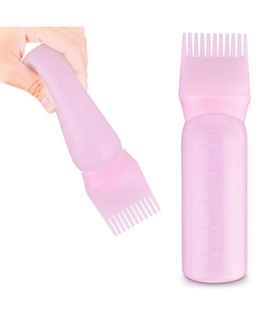 Wllhyf root ridge applicator bottle 170 ml hair oil applicator 1 pack of applicator bottle brush with a graded scale hair root comb color applicator for hair coloring pink