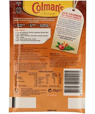 Colman's Chicken Supreme Recipe Mix 38g - Delicious and Easy to Prepare - Buy Online on SooperMarket.com