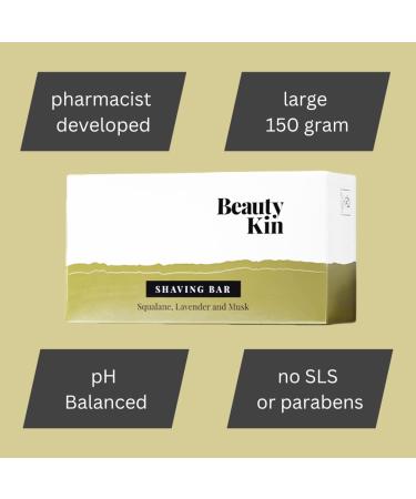 Beauty Kin Eco-Friendly Shaving Body Bar - Reduces Razor Rash & Irritation - Vegan Friendly & Cruelty Free Active Ingredients - Paraben Free Soap - Made In The UK - Buy Online on SooperMarket.com