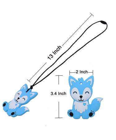 Sensory Chew Necklaces for Kids - 2 Pack Fox Silicone Chewy Toys for Autism ADHD SPD - Blue&Grey - Buy Online on SooperMarket.com