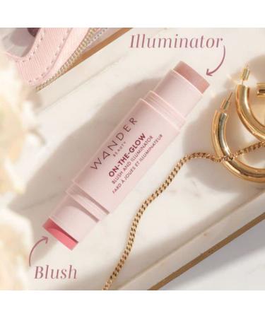 Wander Beauty On-the-Glow Blush and Illuminator - Strawberry Fields/Nude Glow - 7-in-1 Hydrating Stick Blush & Highlighter for Cheeks, Lips, Face & Body - Buy Online on SooperMarket.com