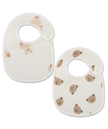 ISAKEN 2 Pieces Baby Bibs Baby Feeding Bibs Waterproof Baby Burp Cloth Waterproof Baby Teething Bibs Bandana Drool Baby Burp Cloth Bibs #008