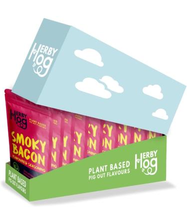 Bacon Seasoning - Smoky - 10 x 60g BULK BUY - Plant Based Vegan Friendly - 12 Servings per pack - Resealable Packet - Made in the UK by Herby Hog - Buy Online on SooperMarket.com