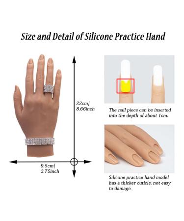 Silicone Nail Practice Hand with 50Pcs Nail Tips - Realistic Acrylic Nails Mannequin (Right Hand) - Buy Online on SooperMarket.com