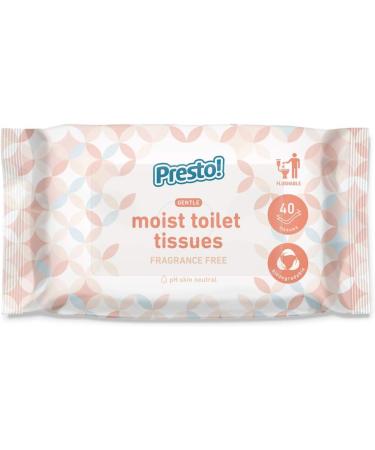 Amazon Brand Presto! Wet Wipes - Gentle Flushable Unscented 240 Count (6 Packs of 40) | International Shipping Available - Buy Online on SooperMarket.com