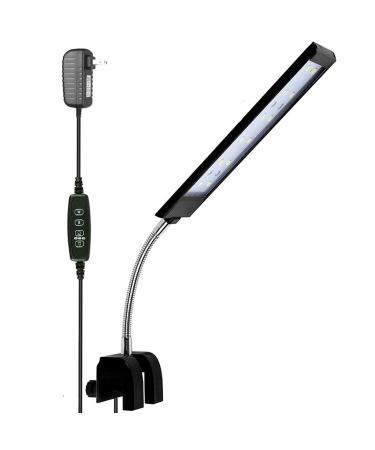 MingDak Fish Tank Clip on Light with Inline Timer, Clamp Aquarium Light with White & Blue LEDs, 3 Lighting Modes, Dimmable, 7W, 18 LEDs 18 led 7W (Timer&Dimmer Switch)