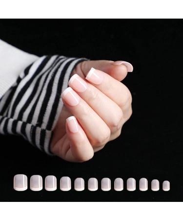 24 PC French Artificial Fingernails Set - Short False Nails for Nail Art Studio & DIY Embellishments - Buy Online on SooperMarket.com