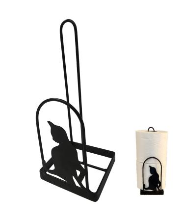 Evelots Kitty Cat Toilet Paper Holder-Free Standing-Bathroom Space Saver-Black Metal