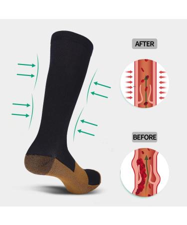 Sainberth 4 Pairs Copper Compression Socks 15-20mmHg for Men and Women - Black Athletic Support Stockings 8-14 - Buy Online on SooperMarket.com