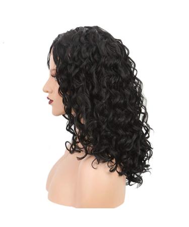 SHIYID Lace Front Wig for Women - Medium Deep Wave Black Synthetic Hair Wig | Best Quality & Fast International Shipping - Buy Online on SooperMarket.com