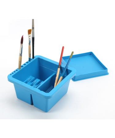 Mont Marte Twin Compartment Plastic Brush Washer. Easy Paint Brush Cleaning and Drying. Suitable for Acrylic and Watercolor Painting.