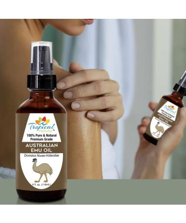 Tropical Holistic 100% Pure Australian Emu Oil 4 oz | Premium Grade Natural Moisturizer for Skin, Hair Growth, Scars, Joint Pain Relief - Buy Online on SooperMarket.com