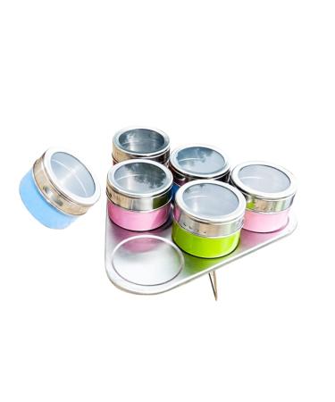 Zerodeko 6pcs Dispenser Container Seasoning Pots Steel Bottle Spice Cans Spice Jar Spice Box Visible 6.3*6.3CM As Shown