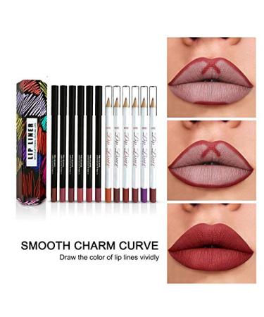 Waterproof Lip Liner Set - 12 Vibrant Colors | Long-Lasting Lipstick Cosmetic for Stunning Makeup - Buy Online on SooperMarket.com