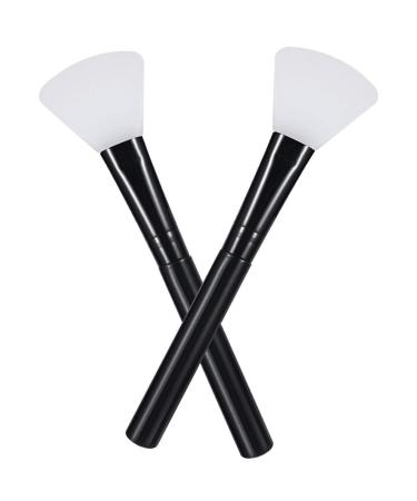 Face Mask Brush Silicone 2PCS Flexible Facial Mud Mask Applicator Brush Hairless Moisturizers Applicator Tools Wood Handle Mask Applicator for Mud Clay Charcoal Mixed Mask 2 Blacks