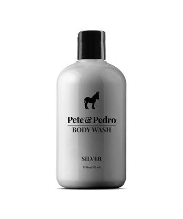 Pete & Pedro SILVER BODY WASH For Men & Women - Fresh Cool Water Scented Moisturizing Men's Shower Bodywash | Has Activated Charcoal & Helps With Dry Skin | As Seen on Shark Tank  12 oz. d) Silver Body Wash