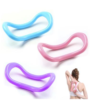 Forreen fascia stretching ring 3 pieces yoga ring pilates circles full body toning fitness circle stretching ring training tool for thigh stomach and legs (pink blue purple)