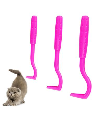 ZWZNBL 3 x Tick Remover Cat and Dog Lice Remover Tick Hook and Lice Tongs Anti-Lice Accessories Suitable for Removing Ticks and Fleas (Rose Red) Pink-red