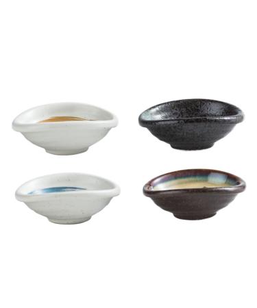 Zerodeko 4pcs Ceramic Side Dish Sauce Plate Condiment Dish Soy Sauce Small Saucer Dipping Bowl Fruit Salad Bowls Japanese Snack Fruit Snack Ice Food Container Household Ceramics Pickles