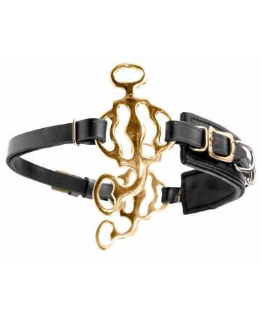 AMKA Hackamore Baroque equipped with 3 rings noseband leather black suits gold colored