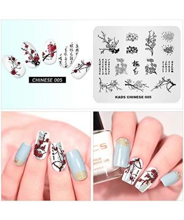 Alexnailart Chinese Plum Flowers Nail Art Stamp Template (CN005) - Buy Online on SooperMarket.com