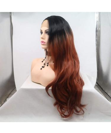 SHIYID Natural Black to Brown Red Wave Lace Front Wigs | Long Heat Resistant Synthetic Hair Wigs for Stunning Styles - Buy Online on SooperMarket.com