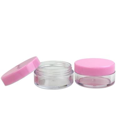 Beauticom 10G/10ML Round Clear Jars (100 Pieces) - Pink Lids for Pills Medication & Beauty | BPA Free - International Shipping Available - Buy Online on SooperMarket.com