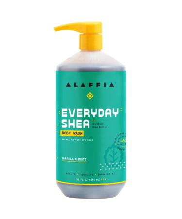 Alaffia Everyday Shea Body Wash - Naturally Helps Moisturize and Cleanse Without Stripping Natural Oils with Shea Butter Neem and Coconut Oil Fair Trade Vanilla Mint 32 Fl Oz Vanilla Mint Standard Packaging