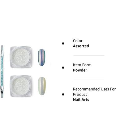 MEILINDS Chrome Nail Powder - Aurora & Mermaid Nail Powders with Silicone Brush (2 Boxes) - Buy Online on SooperMarket.com