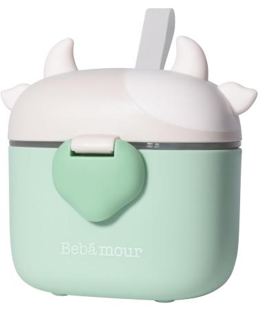 Bebamour Baby Milk Powder Dispenser Pot - 230g Formula & Snack Dispenser - Light Green Cow Design - Buy Online on SooperMarket.com