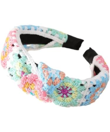 JSGHGDF Floral Knitted Headband for Women Stretch Turban Floral Crocheted Granny-square Ethnic Tie Head Wrap Headband Sun flower headband - Buy Online on SooperMarket.com