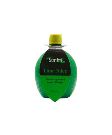 Sunita Lime Juice - Freshly Squeezed from 10 Mexican or Brazilian Limes - 200ml Squeezy Bottle 200 ml (Pack of 1)