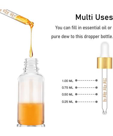 2 oz Clear Glass Dropper Bottles 4-Pack with Golden Lid for Oils - Includes Labels and Funnel - 60 ml Tincture Bottle with Measured Dropper - Buy Online on SooperMarket.com