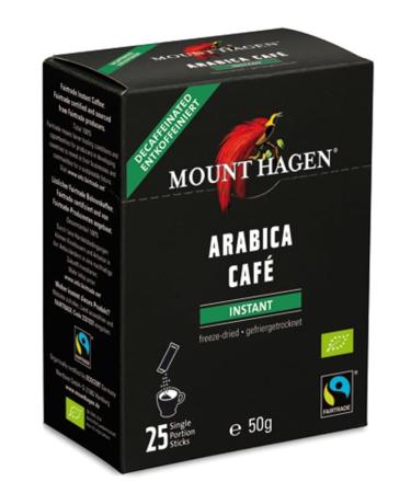 Mount Hagen Bio FT Naturland Instant Coffee Sticks 25x2g decaffeinated