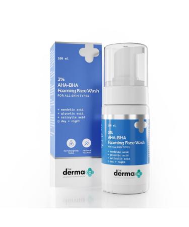 3% AHA-BHA Foaming Face Wash | Gently Exfoliates Dead Skin Cells | Unclog Pores & Helps Control Acne | Suits All Skin Types | 3.38 Fl Oz/100ml