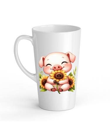 White Ceramic Baby Pig Mug - Large 483 ml Perfect for Hot Chocolate or Milk Fun and Easy to Use