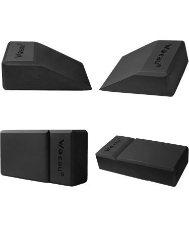 2 Pack Squat Wedge Blocks - Non Slip Heel Elevated Squat Ramp for Men and Women - Professional Slant Board Trainer for Fitness, Weightlifting, Yoga - Black - Buy Online on SooperMarket.com