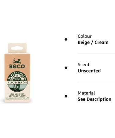 Beco Home Compostable Poop Bags | 96 Bags 8 Rolls Of 12 | Unscented | Dispenser Compatible Dog Poo Bags Beige / Cream Refill Rolls 12 count (Pack of 8) - Buy Online on SooperMarket.com