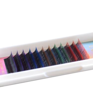 Rainbow Colored Eyelash Extensions - Scala 12 Rows B Curl 0.10mm Thickness Faux Mink 13mm Length - International Shipping Available - Buy Online on SooperMarket.com