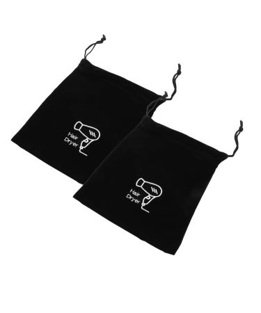 BELLIFFY 2pcs Storage Bag Styling Tool Organizer Empty Matte Lip Tubes Hair Dryer Supplies Velvet Black
