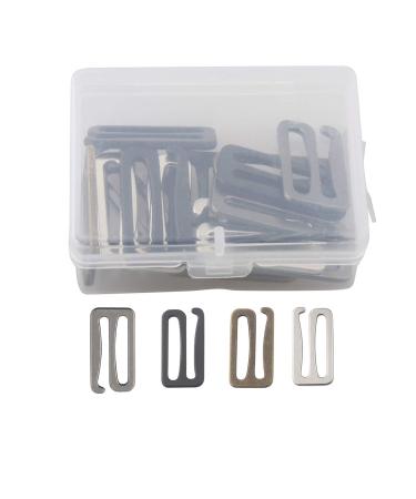 ALLinONE 1 Box Mixed Color Metal Replacement Bra Strap Slide Hook Swimsuit Bra Hooks (1 inch - 40pcs)
